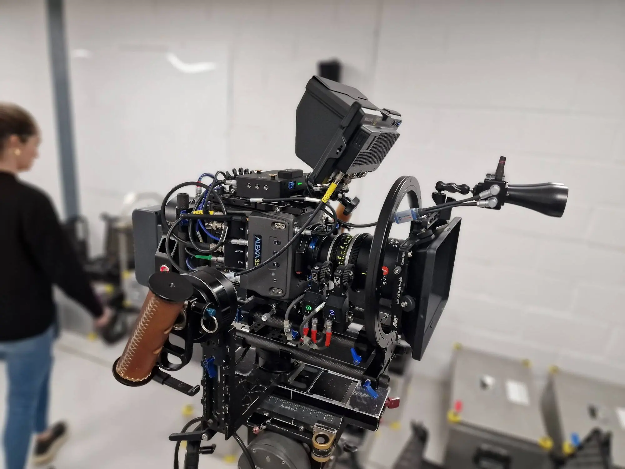 Camera built up in the test room, sound kit fitted